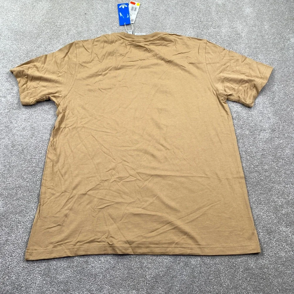 Adidas Trefoil Essential Tee Mens Large Cardboard Tan Embroidered Logo JX2824